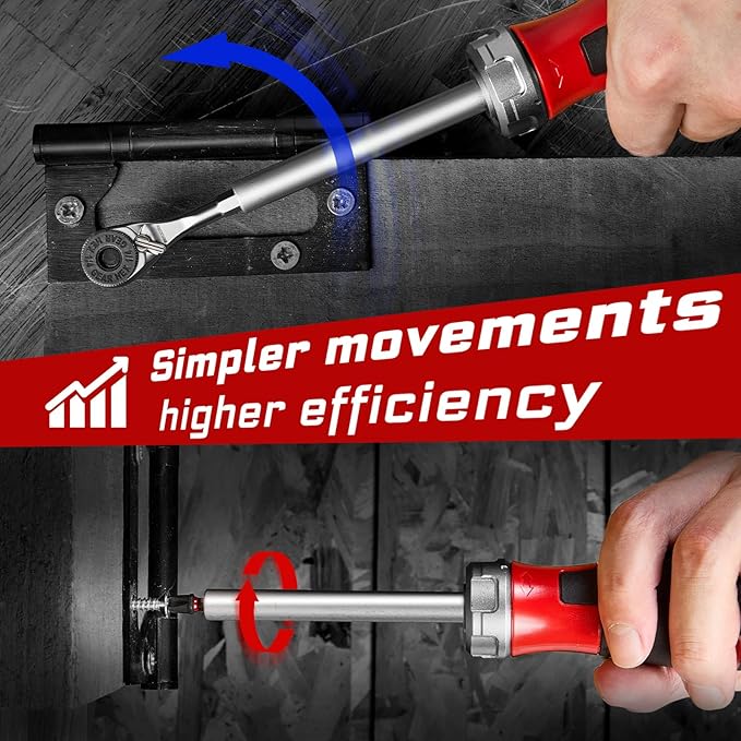 19 Pieces Ratcheting Screwdriver Set, Mini Rachet Wrench, Rachet Screwdriver Handle and Nut Driver with 12 Pcs Impact Screwdriver Bits, Portable Hand Tools Set for Repair, DIY