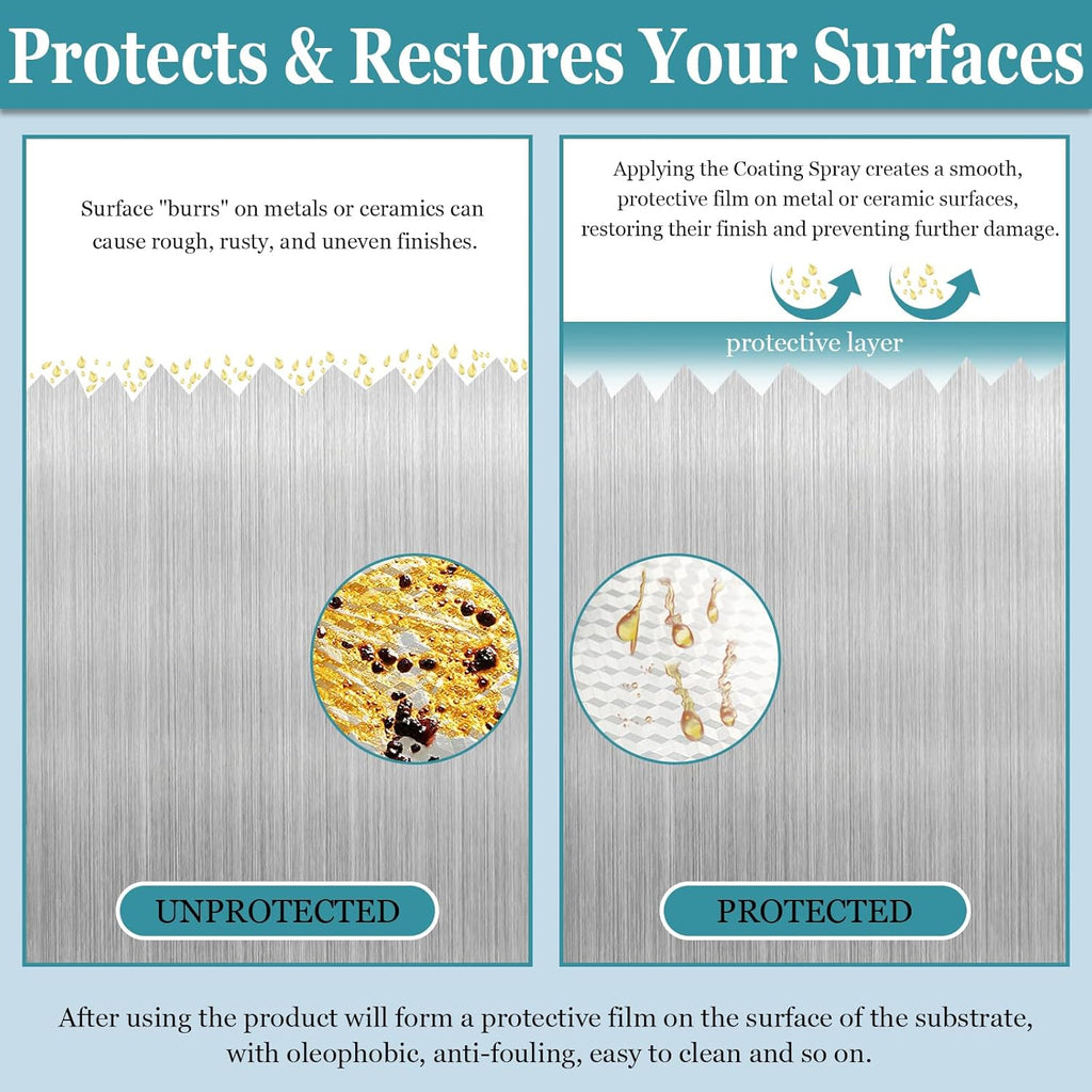 Ceramic Coating Spray for Stainless Steel and Hard Surfaces, Anti-Fingerprint, Stain Resistant, Hydrophobic Protection for Appliances, Glass, Tile, Countertops, 600ml