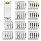 ThunderWay Single Pole Light Switch, Decorative Paddle Rocker Switch, Grounding Screw, UL Listed, Paddle Light Switch, 15A 120/277V, 50 Pack