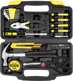 DOWELL 40 Piece Home Tool Set Yellow, General Household Hand Tool Kit with Plastic Toolbox Storage Case, Mini Repair Tool kit for Women, College Students, Home Use & More