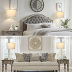 27.5" Tall Table Lamp for Living Room Set of 2, Vintage Farmhouse Table Lamps with USB C+A Ports, 3-Way Dimmable Touch Bedside Lamps, Tradition Bedroom Lamps for Nightstand Side End Table Desk, White