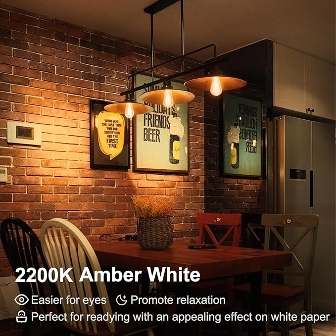 TJOY 12 Pack Vintage 8W ST58 LED Edison Amber Light Bulbs, 60W Equivalent, 800 Lumens, 2200K Soft White, Dimmable, E26 Base LED Filament Bulbs, CRI80+, Antique Glass Style for Home, Bedroom