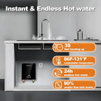 Electric Tankless Water Heater,SIVUATEK 6.5KW 240V, Compact Instant Hot Water Heater, Perfect for Under Sink, Bathroom Sink and Faucet, Space-Saving, Touch Control with LED Digital Display