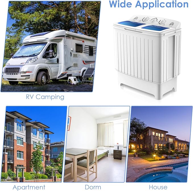 ARLIME Portable Washing Machine, 20lbs Mini Twin Tub Washing Machine w/Drain Pump, Semi Automatic 12lbs Compact Washer & 8lbs Sipnner, Portable Washer Dryer Combo for Apartments Dorms RV Camping