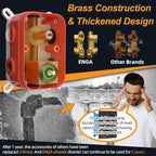 Enga Brushed Gold Rain Shower System with Body Jets, 12 inch Rain Shower Body Spray Jets System Wall Mounted Shower Faucet Set with 3-Function Brass Shower Valve