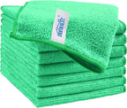 HOMEXCEL Green Microfiber Cleaning Cloth, 8 Pack Cleaning Towels for Kitchen, Lint Free, Scratch-Free, Highly Absorbent, and Reusable Cleaning Rags for House, Window and Glass, Cars, 11.5 X11.5 inch