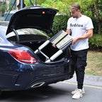 JADDUO 12.5FT Telescoping Ladder Aluminum Lightweight Extension Ladder with 2 Triangle Stabilizers Compact Collapsible Ladder for Travel, Home & RV