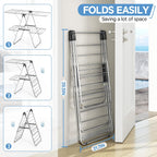 APEXCHASER Clothes Drying Rack with 4 Wings, Drying Rack Clothing with Height-Adjustable, Foldable Gullwings Laundry Drying Rack, Indoor Outdoor Use, No Assembly, Black