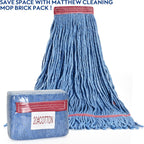 Matthew Cleaning 20oz Heavy Duty Mop Head Commercial Replacement for General and Floor Cleaning, Wet Industrial Blue Cotton Looped End String Head Refill (Pack of 3) Blue