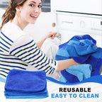 Tanlade Microfiber Cleaning Cloth 6"x6" Cleaning Rags Reasonable Kitchen Towels Microfiber Towels Cars Wash Dry Erase Cloth (Blue/Light Blue/Dark Blue,30 Pcs)