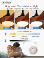 52 Inch Ceiling Fans with Lights and Remote,Solid Wood Indoor/Outdoor Ceiling Fans for Patios,Memory Function,Quiet DC Motor High CFM,Propeller 3 Blades for Porch,Farmhouse,Walnut