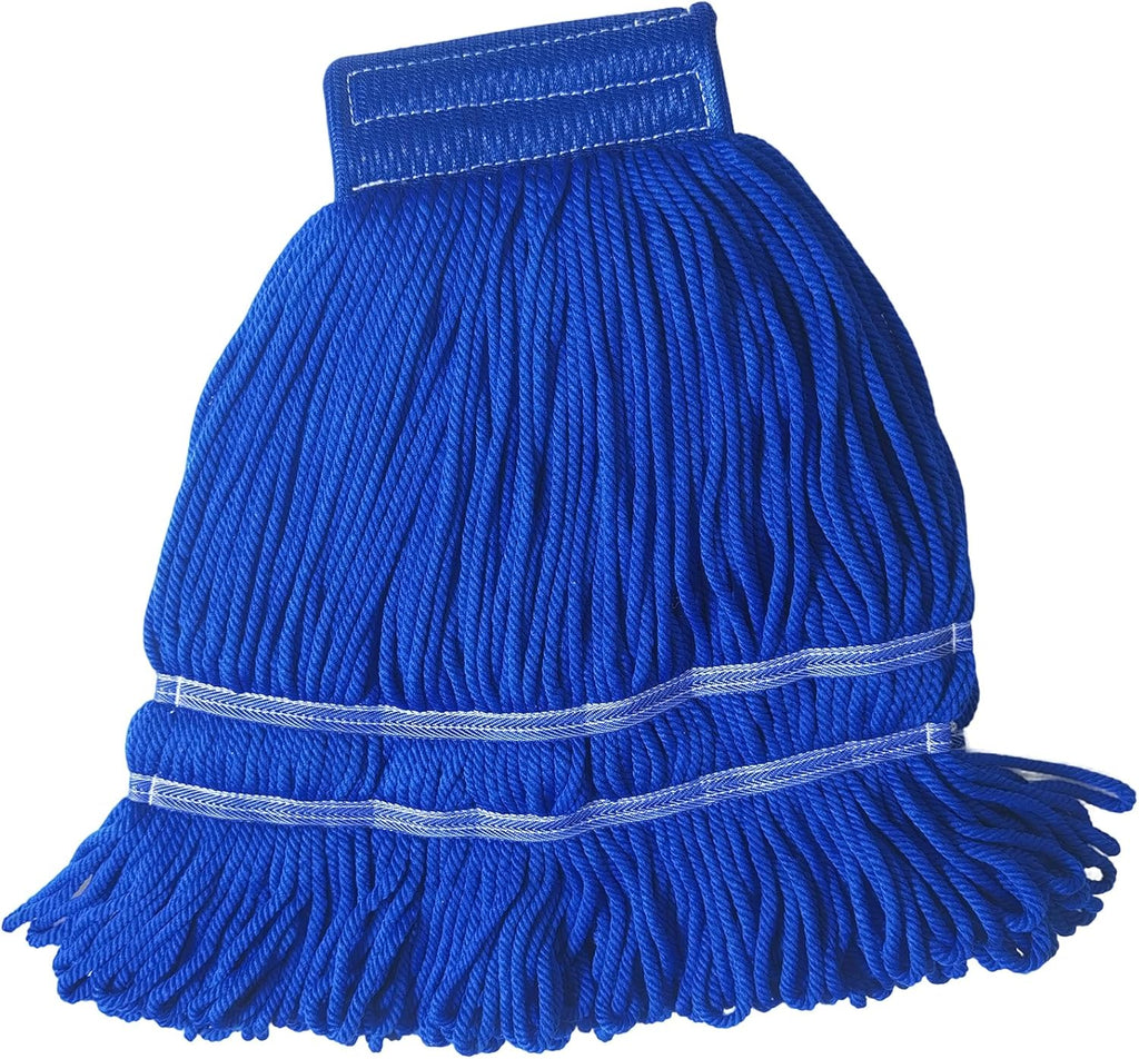 Blue Whales Commercial Mop Heavy Duty Industrial Mop Head Replacement, Looped End String Head Refill, Lint Free, Ideal for Cleaning Service Companies & Homeowners – Fits Clamp & Jaw Handles