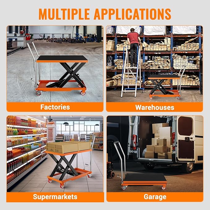Hydraulic Lift Table Cart, 1100 LBS Capacity 28.5 in Lifting Height, Manual Single Scissor Lift Table with Locking Wheels and Non-Slip Pad, Hydraulic Scissor Cart for Material Handling