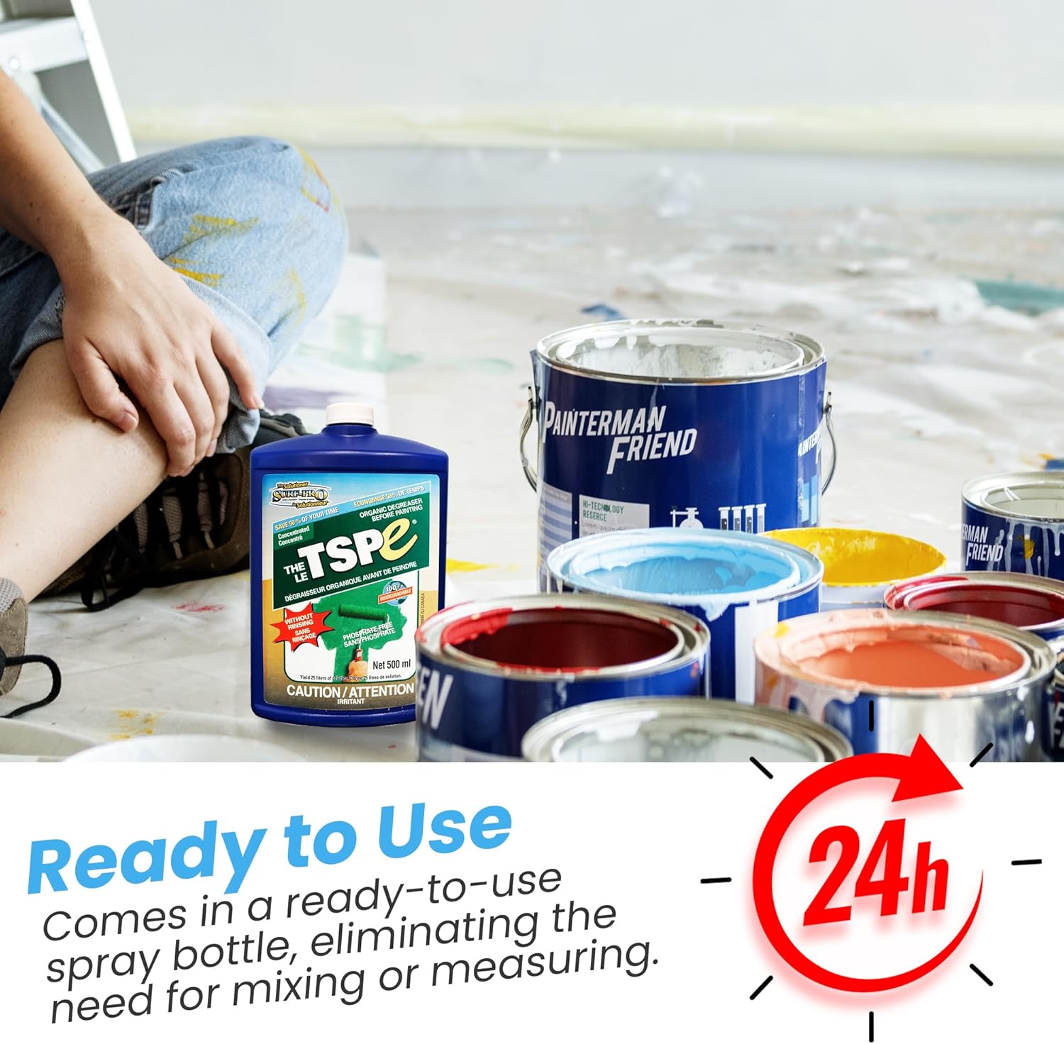 SURF PRO TSP e Organic Degreaser – Phosphate-Free, 500ml Concentrate Makes 6.6 Gal (25L) Solution – Biodegradable Cleaner for Walls, Trim, Siding – No Rinse, Paint Prep