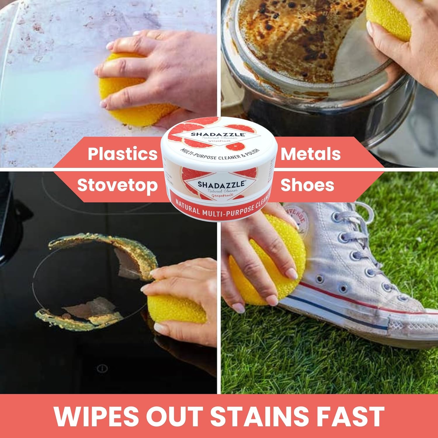 Shadazzle Natural All Purpose Cleaner and Polish – Eco friendly Multi-purpose Cleaning Product (2 Pack, Grapefruit)