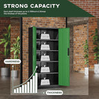 Greenvelly Metal Garage Storage Cabinet, 72" Black Green Tool Steel Locking Cabinet with Doors and 4 Shelves, Tall Cabinets for Garage Storage Systems Lockable File Cabinet for Home Office,Garage