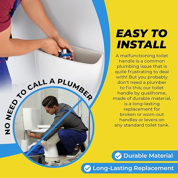 Qualihome TOTO Toilet Handle Replacement THU004-CP - Side Mount Toilet Handle Tank Flush Lever - Toilet Bowl Handles Side Mount - ELJER Toilet Handle Replacement - Chrome Polished