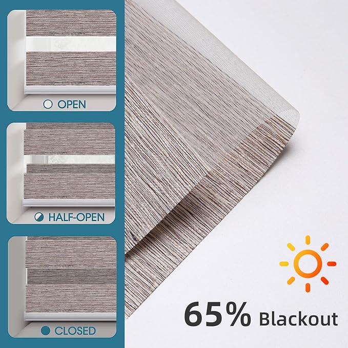 SmartWings Motorized Zebra Shades Work with HomeKit, Alexa, Google Home, 60% Blackout Light Filtering Day Night Sheer Blinds, Privacy Light Control, for Home/Office, Customized, Mix