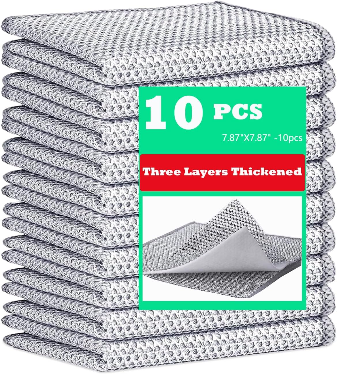 10 Pcs Upgrade 3-Layer Dish Cloth,Non-Scratch Steel, Premium Scrubbing Multipurpose Wire Dishwashing Rag for Wet and Dry, Kitchen Cleaning,Scrubs Dishes, Sinks Cleans,Home Essentials