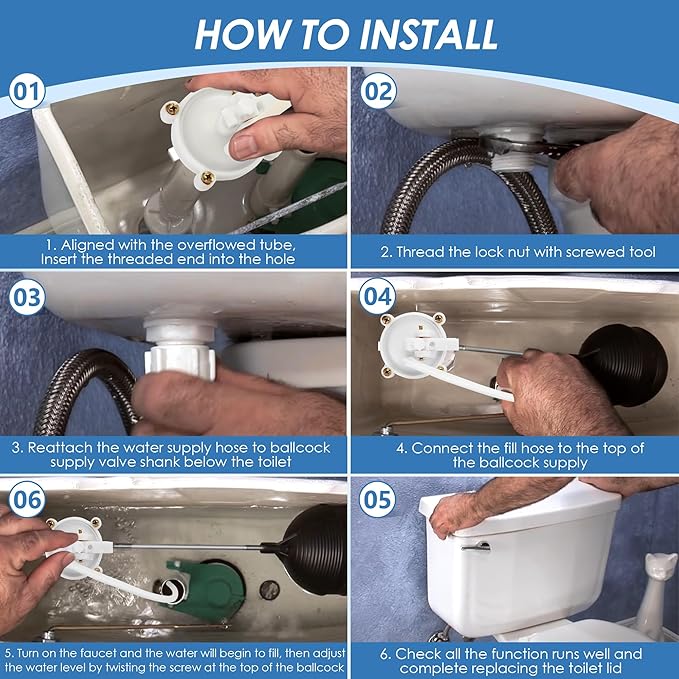 Dreyoo Universal Toilet Tank Repair Kit Compatible with Danco 80816, Toilet Repair Parts Fill Valve, Flapper, Rod, Float Replacement, Toilet Repair Kit for 8.5 Inch Tanks, Toilet Tank Flapper Replace