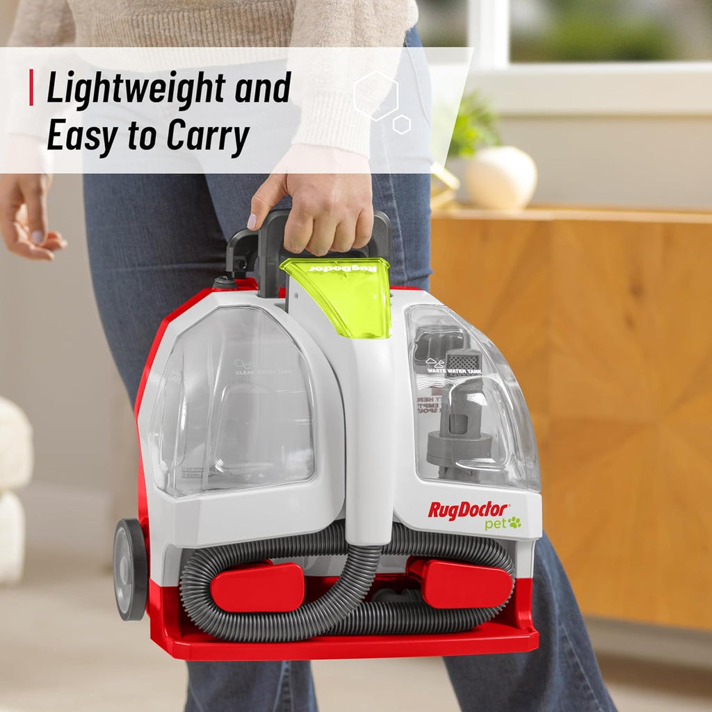 Rug Doctor Pet Portable Spot Cleaner, 2X Suction Power, Lightweight Pet Carpet Cleaner Machine, Pro-Grade Power Removes Stains & Odors from Rugs, Carpets And Upholstery