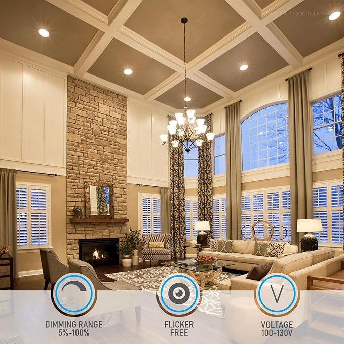 TORCHSTAR 8 Inch Ultra-Thin LED Recessed Ceiling Light with Junction Box, 3000K Warm White, 18W High Brightness Dimmable Slim Canless Wafer Downlight, ETL & ES, Pack of 6