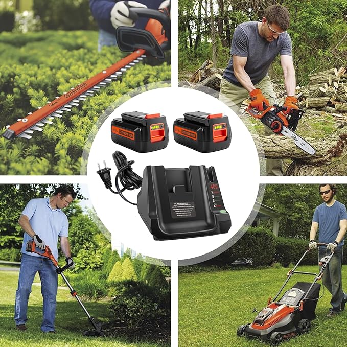 ARyee 3.0Ah 40V Replacement for Black and Decker 40V Battery LBXR36 LBXR2036 LST540 LCS1240 LBX1540 LST136W Cordless Tool Battery with Fast Charger