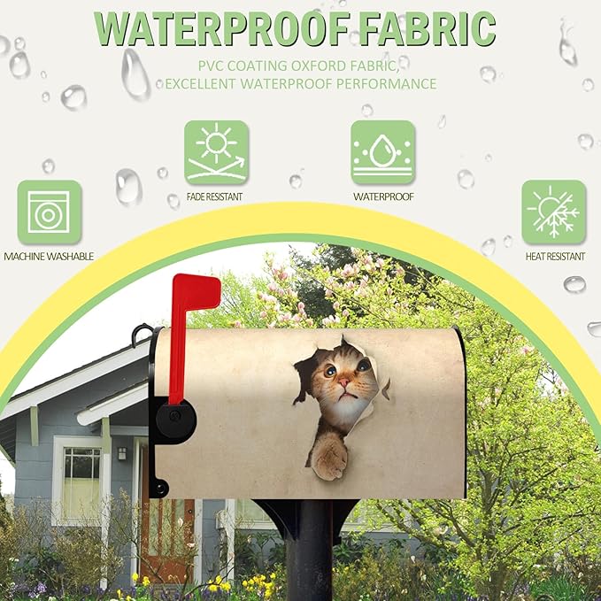 Magnetic Mailbox Cover Cute Kitty Cat Decorative MailWraps Mailbox Post Box Cover Standard Size for Garden Yard 21 * 18 Inch