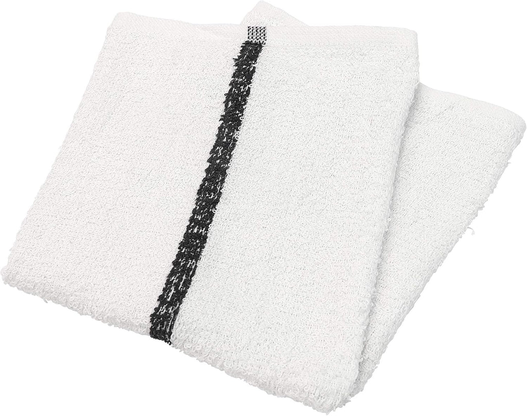 Arkwright Qwick Wick Bar Mop Towels Bulk - (Case of 60) 100% Cotton Quick Dry Dishcloths, Super Absorbent Multipurpose Cleaning Rags for Restaurants, Kitchen, Bathroom, Hotel, 16 x 19 in, Black Stripe