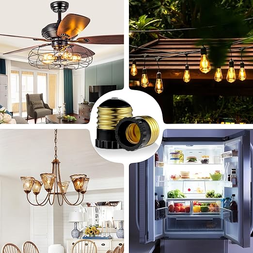 E26 to E17 Light Socket Adapter, Medium Screw E26 to Intermediate E17 Bulb Socket Adapter Converter, UL Listed (Black, 8)