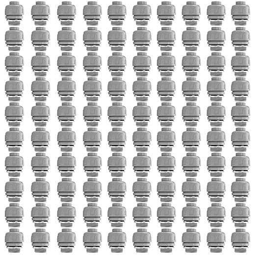DWALE 3/4 Inch Flexible PVC Liquid Tight Connector, Ferrule Based, Screw Terminal, Grey, 100PACK
