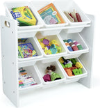 Humble Crew 9-Bin Toy Organizer – Cambridge White Plastic Bins, 3-Tier Storage Solution for Kids' Playrooms and Nurseries
