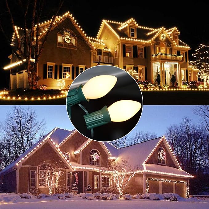 SUNSGNE C7 White Outdoor Christmas Replacement Light Bulbs, 5 Watt E12 Candelabra Base Bulbs - Great for Salt Lamp, Night Lights, Decorative Lights, Christmas Outdoor String Lights, Pack of 25