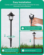 EDISHINE Low Voltage Landscape Lighting, 12V 3W 120LM 3000K Seed Glass Outdoor Landscape Path Lights with Connectors, ORB Waterproof Electric LED Pathway Light Wired for Walkway Garden Yard, 4 Pack