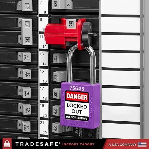 TRADESAFE Lockout Tagout Locks Set - 10 Purple Loto Locks, Lockout Locks Keyed Different, 2 Keys Per Lock, OSHA Compliant Lock Out Tag Out Padlocks, Safety Padlocks for Electrical Lockout Tag Out Kits