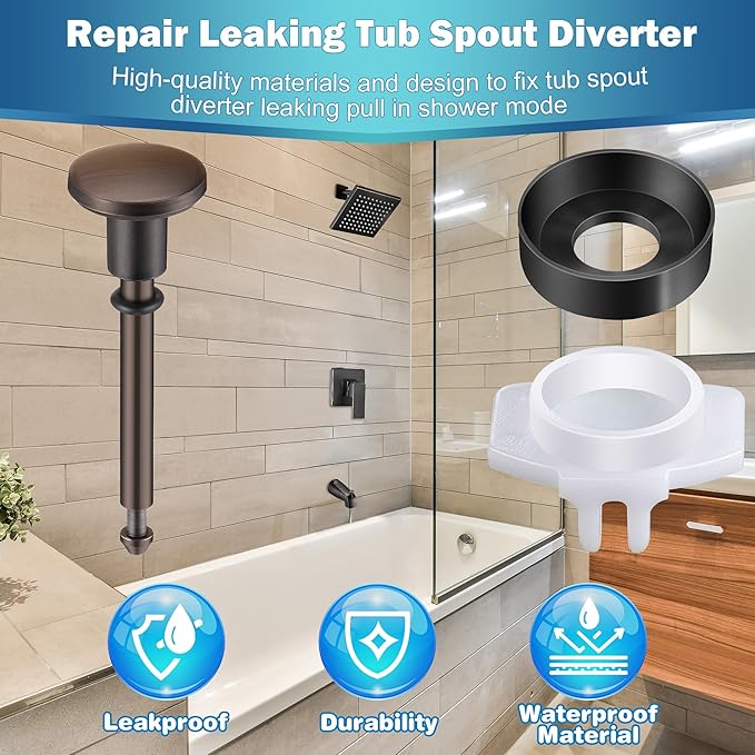 Enhon 2 Set Tub Spout Diverter Repair Kit, Includes 2 x Diverter Valve Stems, 2 x Cup Seals and 2 x Gates, Bathroom Shower Bathtub Leaky Faucet Repair Replacement Parts(Oil Rubbed Bronze,Classic)