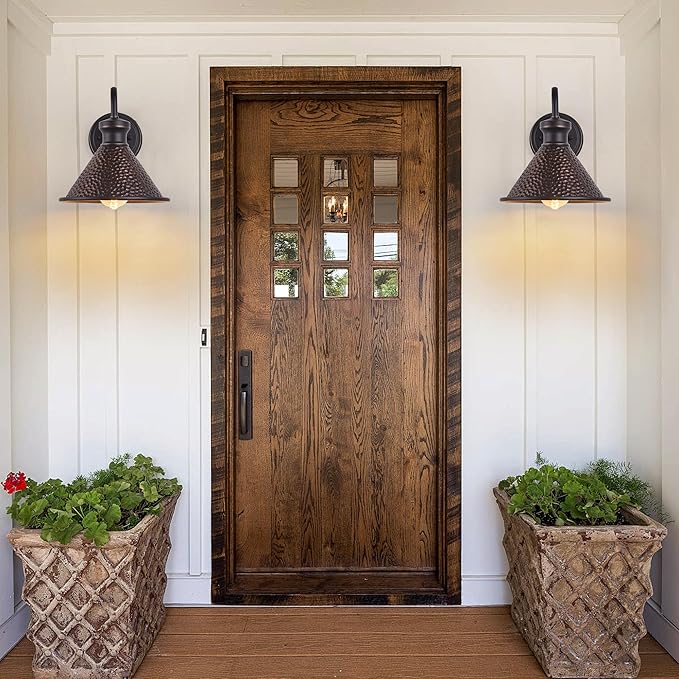 Gooseneck Outdoor Wall Sconce 1-Light E26 Socket Farmhouse Wall Mount Porch & Patio Lights,9.3Inch Width Casting Aluminum Shade,Oil Rubbed Bronze,Easily Installed in Outdoor and Indoor.