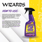 Wizards Power Clean Wheel and Tire Cleaner - Non Caustic and No Acid Biodegradable Interior Car Cleaner - Safe on All Kinds of Wheels - Dissolves Grease, Brake Dust and Road Grime - 22 oz