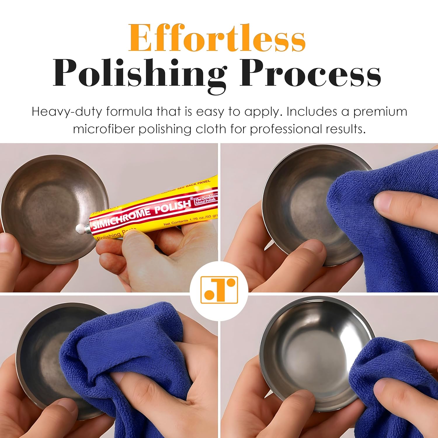 Rosenthal Collection Simichrome Polish - Metal Polish Compound for Chrome, Aluminum, Pewter & Jewelry Restoration - 50g Tube + Polishing Cloth