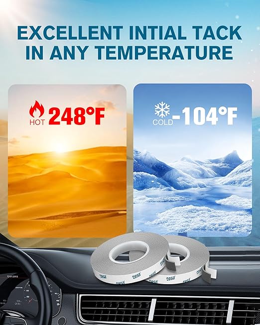 Tesa Double Sided Tape Heavy Duty 0.4in x 10ft 6311, Adhesive Mounting Tape Waterproof, Strong Foam Tape for Walls, Extreme Temp Resistant No Residue Removal Two Sided Tape for Auto, Home, Office