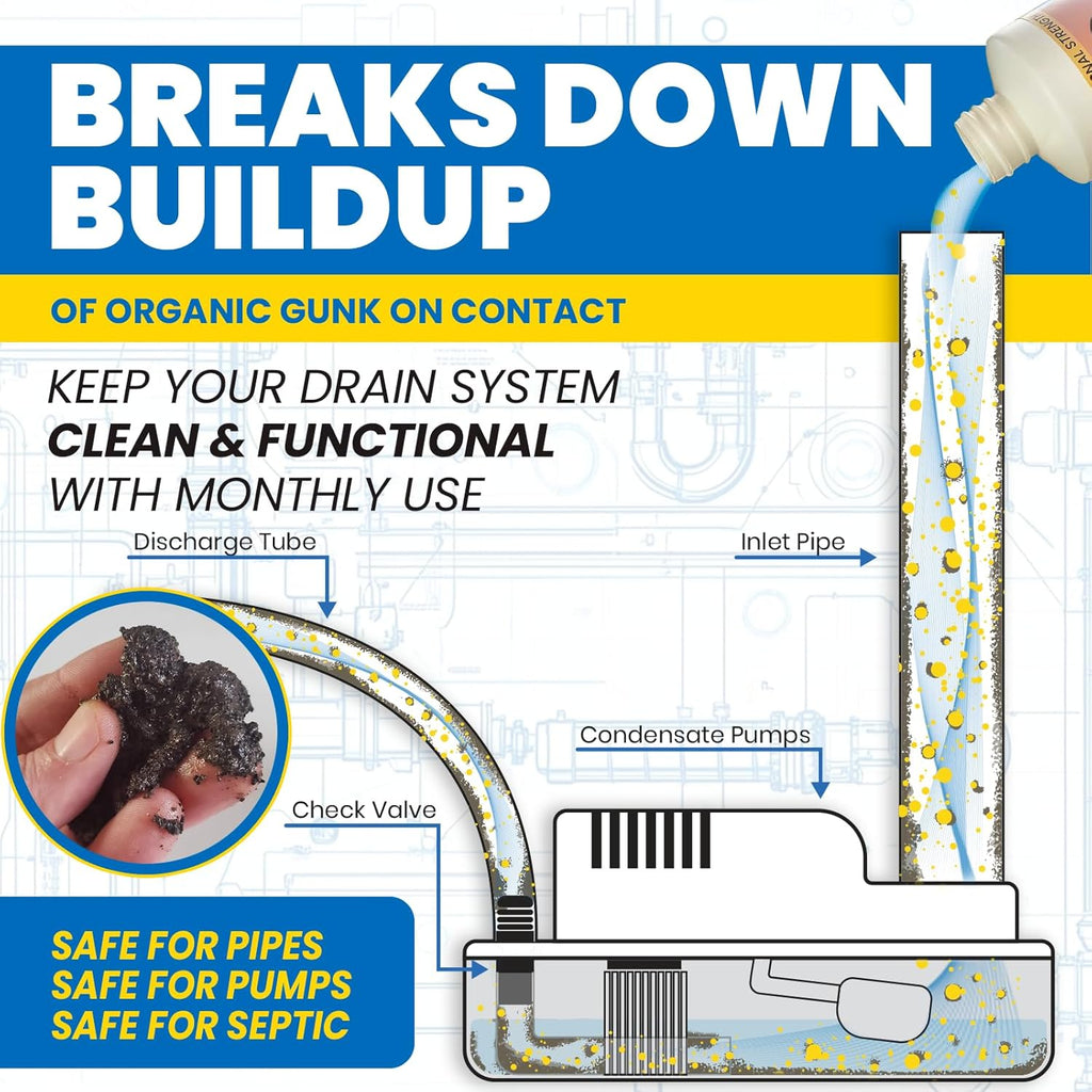 Uncle Todd's HVAC Drain Line Cleaner – 16 Months Supply Bleach-Free, Fast-Acting, Long-Lasting AC Drain Line Solution for Tough Clogs & Buildup