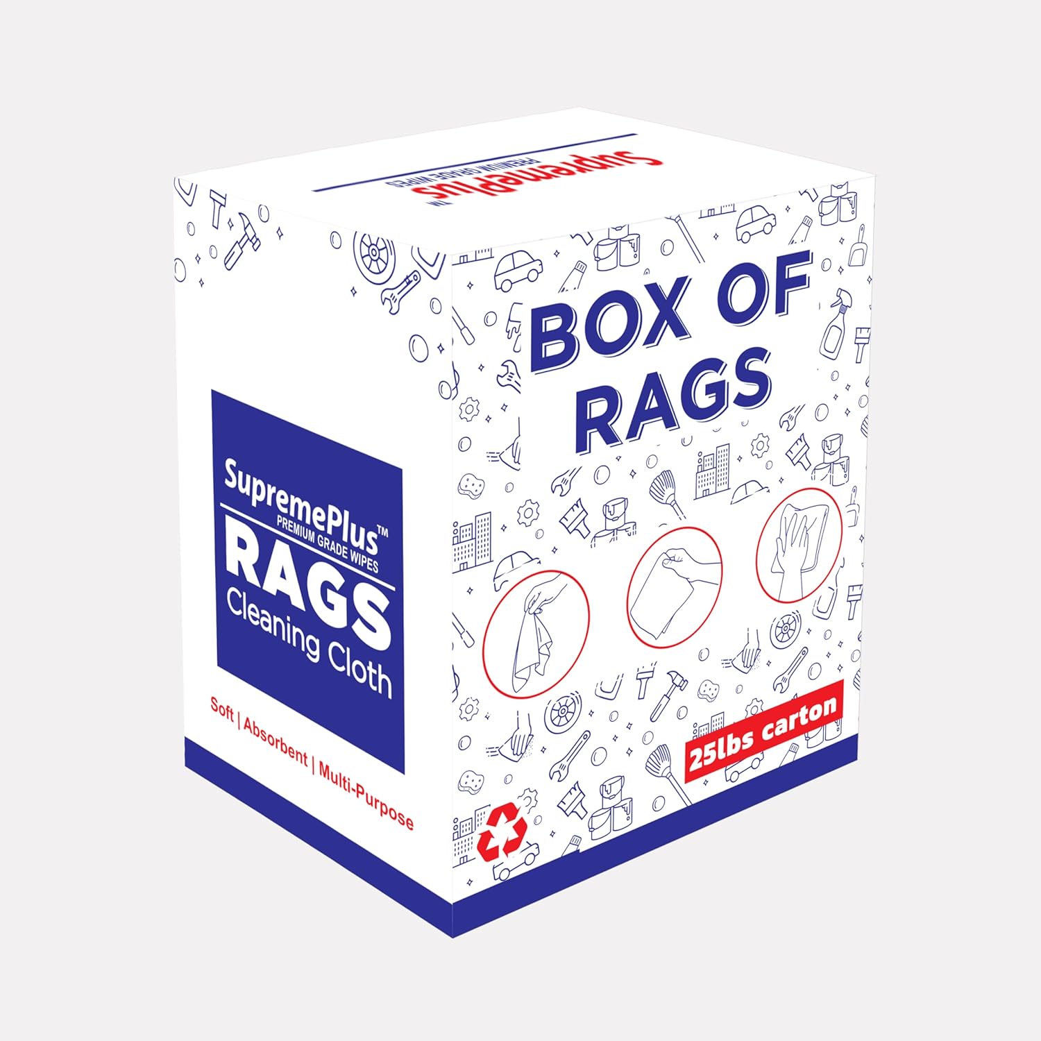 Premium White T-Shirt Cleaning Rags (25 lbs. Box) – White Cotton Rag for Cleaning, Staining, Painting, Oil, Grease & Dust Removal – Shop Rags Bulk for Multipurpose use