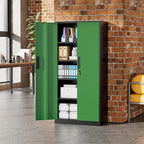 Greenvelly Metal Garage Storage Cabinet, 72" Black Green Tool Steel Locking Cabinet with Doors and 4 Shelves, Tall Cabinets for Garage Storage Systems Lockable File Cabinet for Home Office,Garage