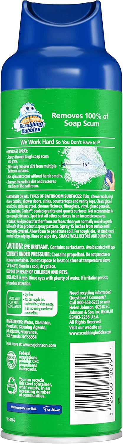 Scrubbing Bubbles Mega Bathroom and Shower Foamer Aerosol, Rainshower Scent, 20oz