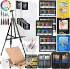 149Pcs Deluxe Artist Painting Set with Aluminum and Beech Wood Easel, 48 Colors Acrylic & Oil Paints, 24 Colors Watercolor Paints, Art Paint Supplies for Artists, Beginner & Adults