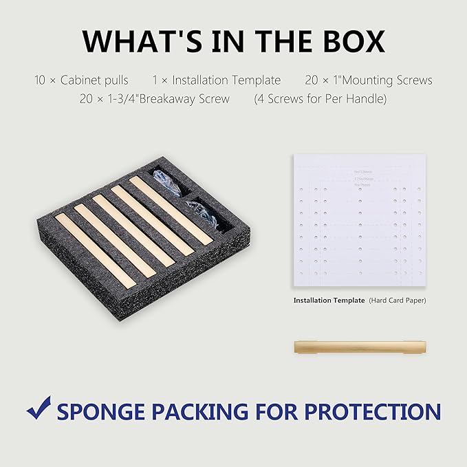 10 Pack 6 Inch Length|5 Inch(128mm) Hole Center Brushed Gold Kitchen Cabinet Handles, Cabinet Pulls Kitchen Cabinet Hardware, Cupboard Pulls, Drawer Handles