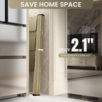 GameGem 3 Step Ladder, Aluminum Folding Step Stool with Anti-Slip Sturdy and Wide Pedal, Lightweight Portable Stepladder for Home and Kitchen Use Space Saving, 330 lbs, Champagne Gold