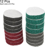 HARFINGTON 4pcs Scrubber Scouring Pads 180 400 800 1200 Grits 2 Inch Drill Power Brush Hoop and Loop Surface Conditioning Disc Drill Scuffing Disc Scrub Pads for Kitchen Cleaning, 4 Colors