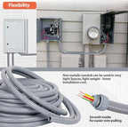 Liquid-Tight Conduit 3/4 25ft, Electrical Conduits w/UL Certification, Flexible Conduit with 5 Straight and 5 90-Degree Conduit Connector Fittings
