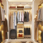 48" Small Closet Organizer, 4FT Closet System for Small Closets with 4 Hanging Rods & 3 Shelves, 80"H Small Closet Organizers and Storage for Bedrooms, Cloakrooms, White Oak